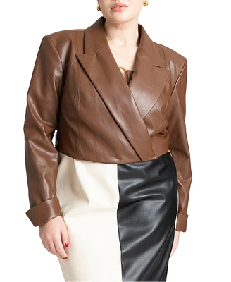 Eloquii Plus Cropped Faux Leather Jacket