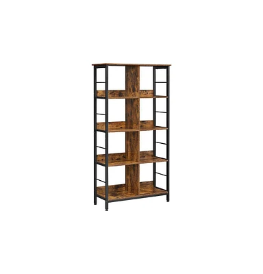Slickblue Industrial Bookshelf, 4-tier Bookcase With 8 Cubes, Display Storage Rack, Book Shelf Living Room