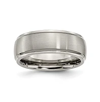 Chisel Titanium Brushed Center Ridged Edge Wedding Band Ring