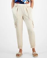 I.n.c. International Concepts Petite Satin High-Rise Belted Cargo Pants, Created for Macy's