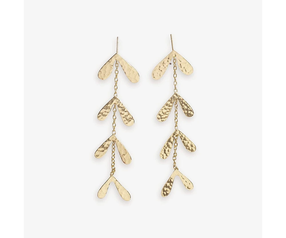 Ink + Alloy Autumn Falling Weeping Willow Dangle Earrings Brass