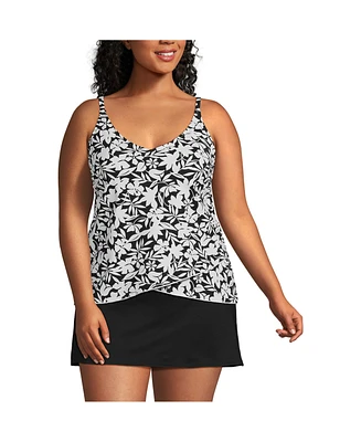 Lands' End Plus V-Neck Tulip Hem Tankini Swimsuit Top