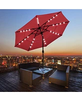 Yescom 3 Tier Patio Umbrella with Solar Led Crank Tilt Button Outdoor Table Yard