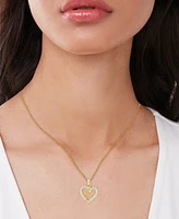 Lab Grown White Sapphire Mom Heart 18" Pendant Necklace (1 ct. t.w.) in 14k Gold-Plated Sterling Silver