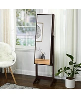 Slickblue Free Standing Jewelry Armoire with Full Mirror