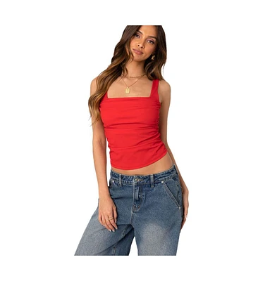 Edikted Women's Rio Ruched Square Neck Top