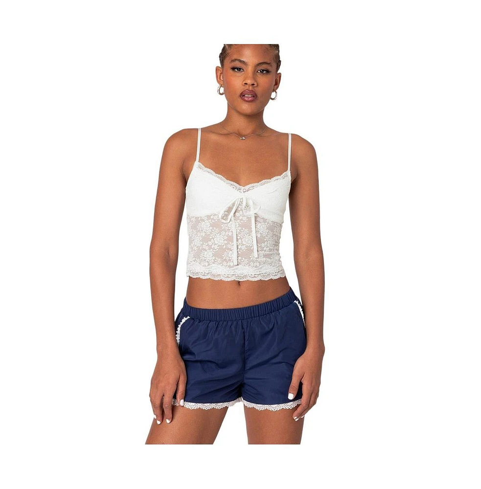 Edikted Women's Cami Sheer Lace Tank Top