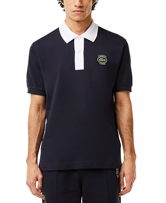 Lacoste Men's Ribbed Short Sleeve Logo Polo Shirt