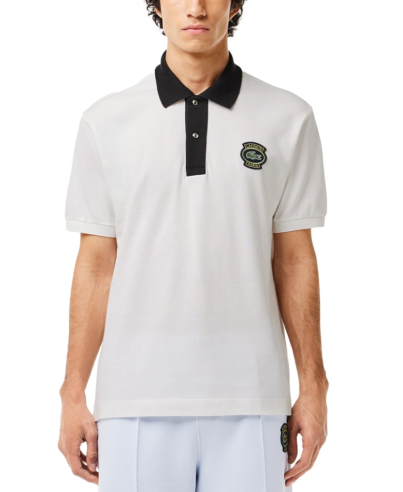 Lacoste Men's Ribbed Short Sleeve Logo Polo Shirt