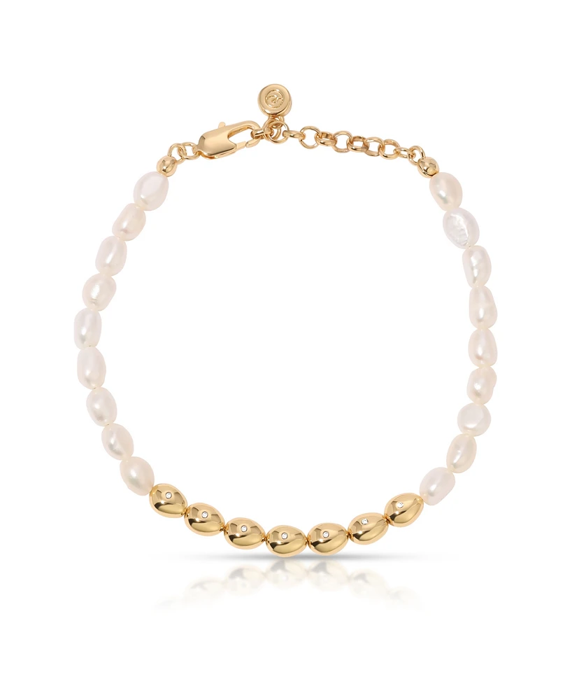 Ettika Freshwater Pearl Polished Pebble Beaded Bracelet