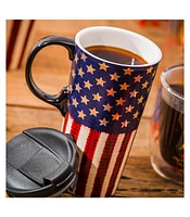 Evergreen Beautiful Liberty Ceramic Travel Cup with Lid - 5 x 4 x 7 Inches