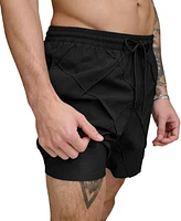 Dkny Men's Diamond Pintuck Performance 5" Volley Shorts