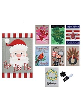 Evergreen Seasonal Burlap Flag Set of 8