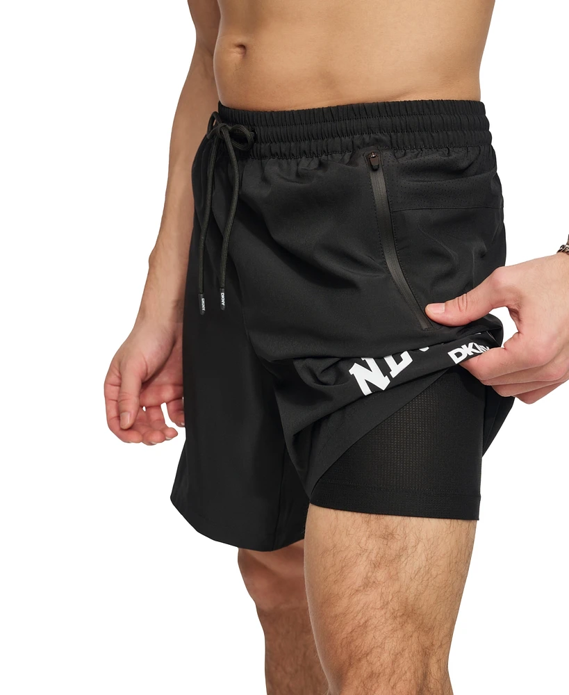 Dkny Men's Core Arch Logo Stretch 7" Volley Shorts