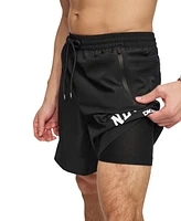 Dkny Men's Core Arch Logo Stretch 7" Volley Shorts