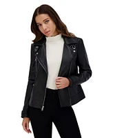 Salla Smooth Asymmetrical Lamb Women's Leather Moto Jacket