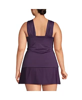 Lands' End Plus Cap Sleeve High Neck Tankini Swimsuit Top