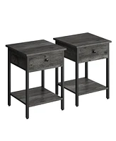 Slickblue Set of 2 Industrial Brown Nightstands With Drawers