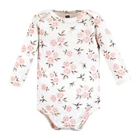 Hudson Baby Girls Cotton Long-Sleeve Bodysuits, Cinnamon Pink Prints 7-Pack, Preemie