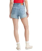 Levi's Women's Cotton High-Rise Double Button Mom Shorts