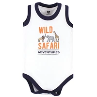 Hudson Baby Boys Cotton Sleeveless Bodysuits 5pk, Wild Safari, 18-24 Months