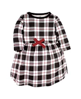 Touched by Nature Toddler Girls Organic Cotton Long-Sleeve Dresses, Red Winter Folk