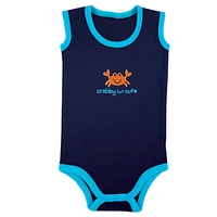 Luvable Friends Baby Boys Cotton Sleeveless Bodysuits 5pk, Crab, 12-18 Months