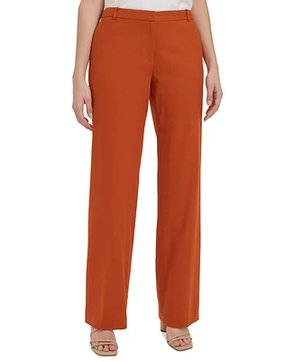 Calvin Klein Women's Flat Front Linen-Blend Pants