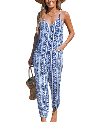 Cupshe Women's Geo V-Neck Tapered Jumpsuit