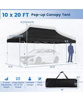 Costway 10 x 20 Ft Pop-up Canopy UPF50+ Sun Protection Tent with Carrying Bag