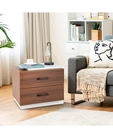 Sugift Modern Nightstand with 2 Drawers for Bedroom Living Room