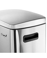 Elama 40 Liter 2 Compartment Large 10.6 Gallon Split Stainless Steel Step Trash Bin with Slow Close Mechanism