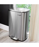 Elama 50 Liter/13 Gallon Rectangular Stainless Steel Step Trash Bin with Slow Close Mechanism