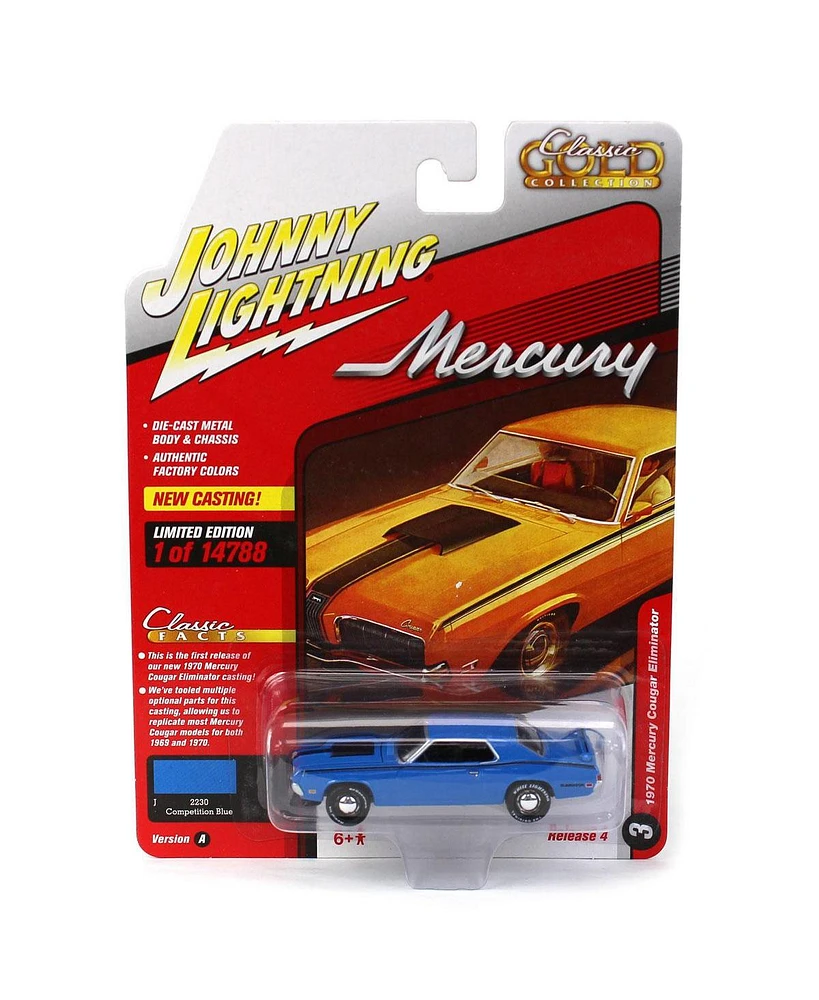 Johnny Lightning 1/64 1970 Mercury Cougar Eliminator (Blue) Classic Gold