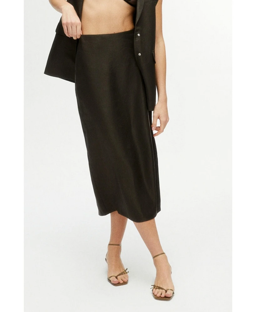 Nocturne Women's Midi Skirt with Back Slits