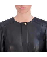 Cole Haan Women's Collarless Leather Jacket