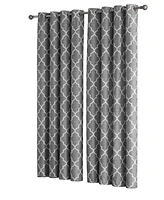 Kate Aurora 2 Piece 100% Full Blackout Trellis Grommet Top Window Curtain Panels