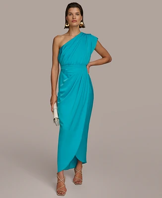 Donna Karan Women's Asymmetric Draped Sleeveless Gown