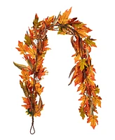Glitzhome 6ft Fall Maple Leaf and Sunflower Garland