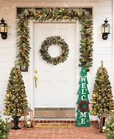 Glitzhome 42"H Christmas Wooden "Welcome" Christmas Tree Porch Sign