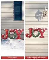 Glitzhome 23.75''L Metal Christmas "Joy" Yard Stake