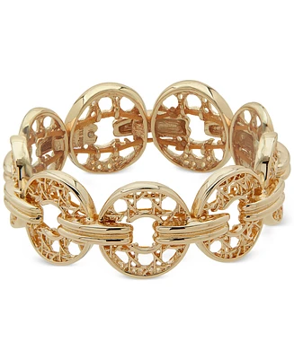 Anne Klein Gold-Tone Lattice Woven Ring Stretch Bracelet