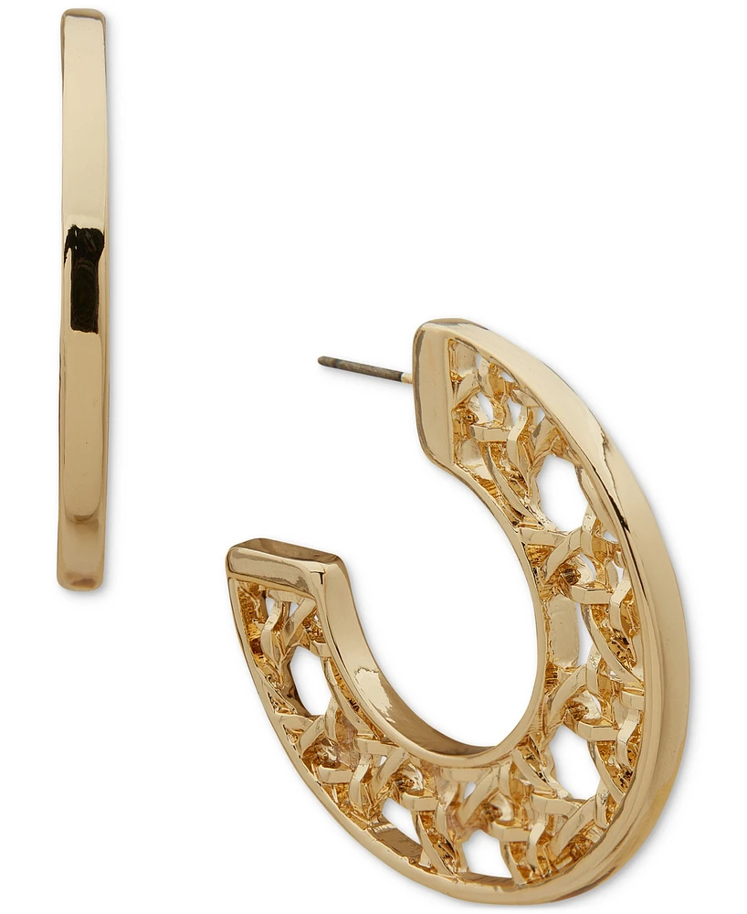 Anne Klein Gold-Tone Medium Lattice C-Hoop Earrings, 1.5"