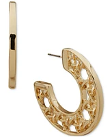 Anne Klein Gold-Tone Medium Lattice C-Hoop Earrings, 1.5"