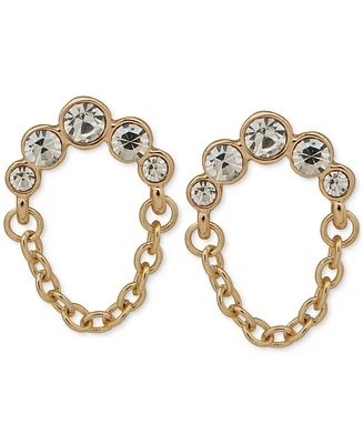 Anne Klein Gold-Tone Crystal & Chain Drop Earrings