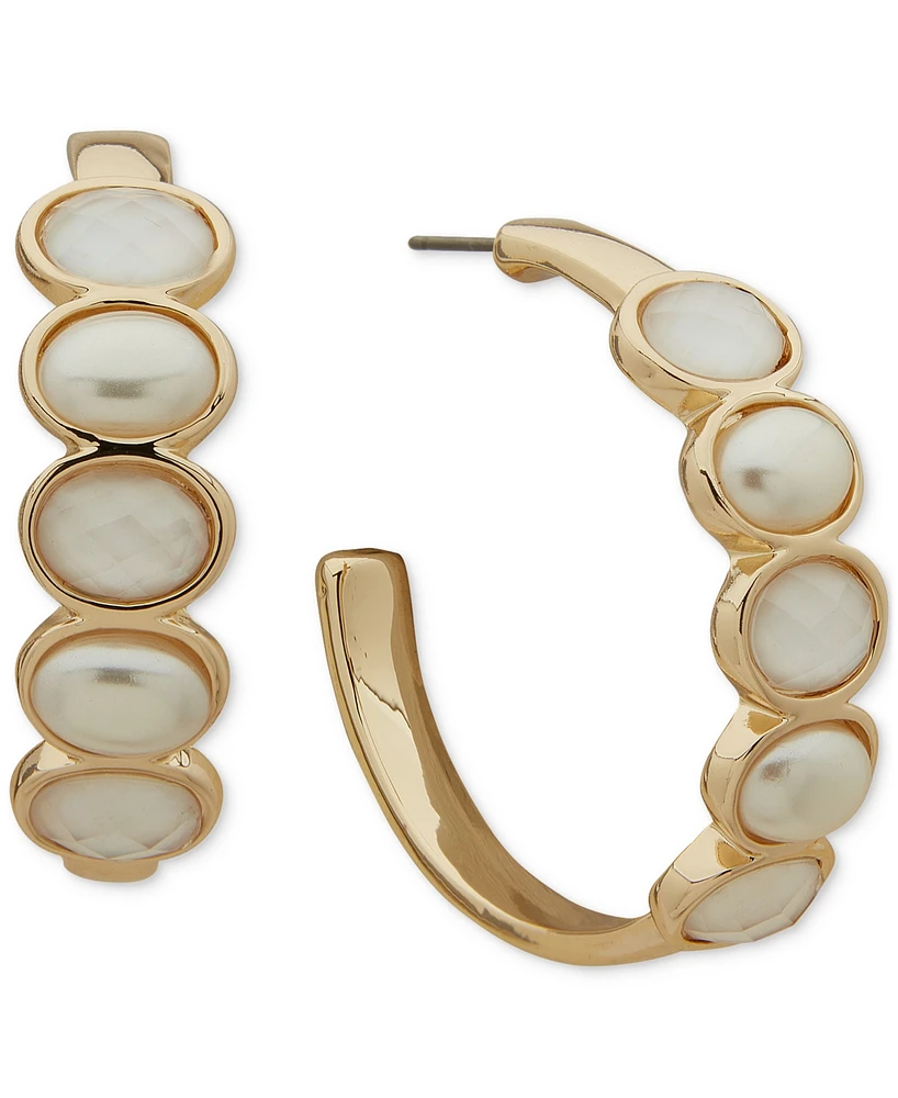 Anne Klein Gold-Tone Medium Stone C-Hoop Earrings, 1.3"