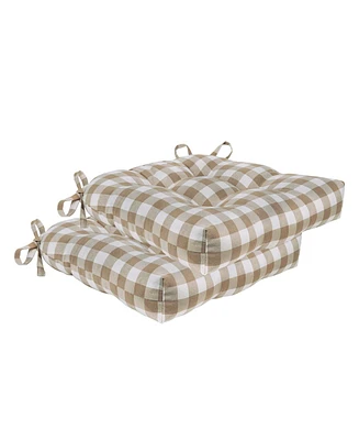 Kate Aurora Country Living Gingham Plaid Checkered Country Farmhouse Chair Cushion Pads - 2 Piece