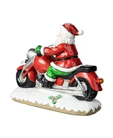 Glitzhome 11.75"L Resin Christmas Santa with Motorcycle Table Decor