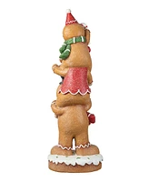 Glitzhome 29.25"H Christmas Mgo Stacked Gingerbread Man Porch Decor