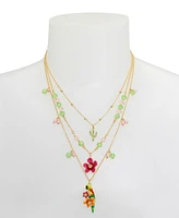 Betsey Johnson Faux Stone Parrot Layered Necklace